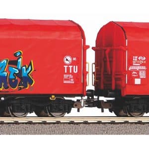 Piko 58257 coffret de 2 wagons bâchés Shimmns - logo "Caib" avec graffitis - HO - Ep VI